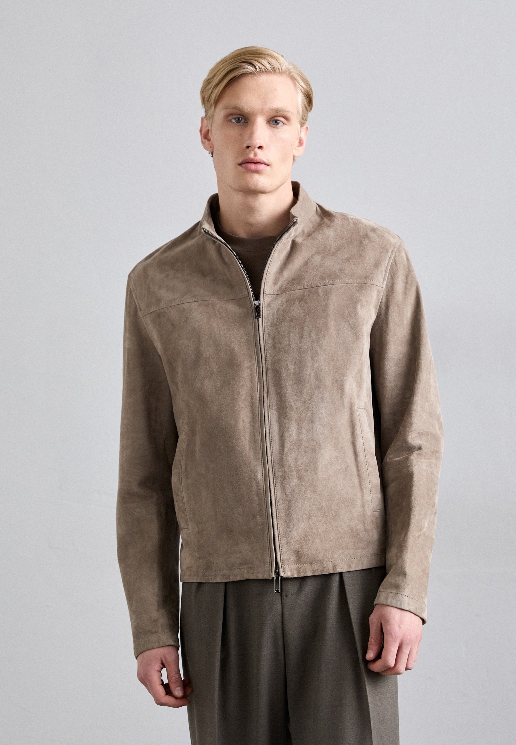 Emporio Armani BLOUSON JACKET - Leather jacket - light brown/brown