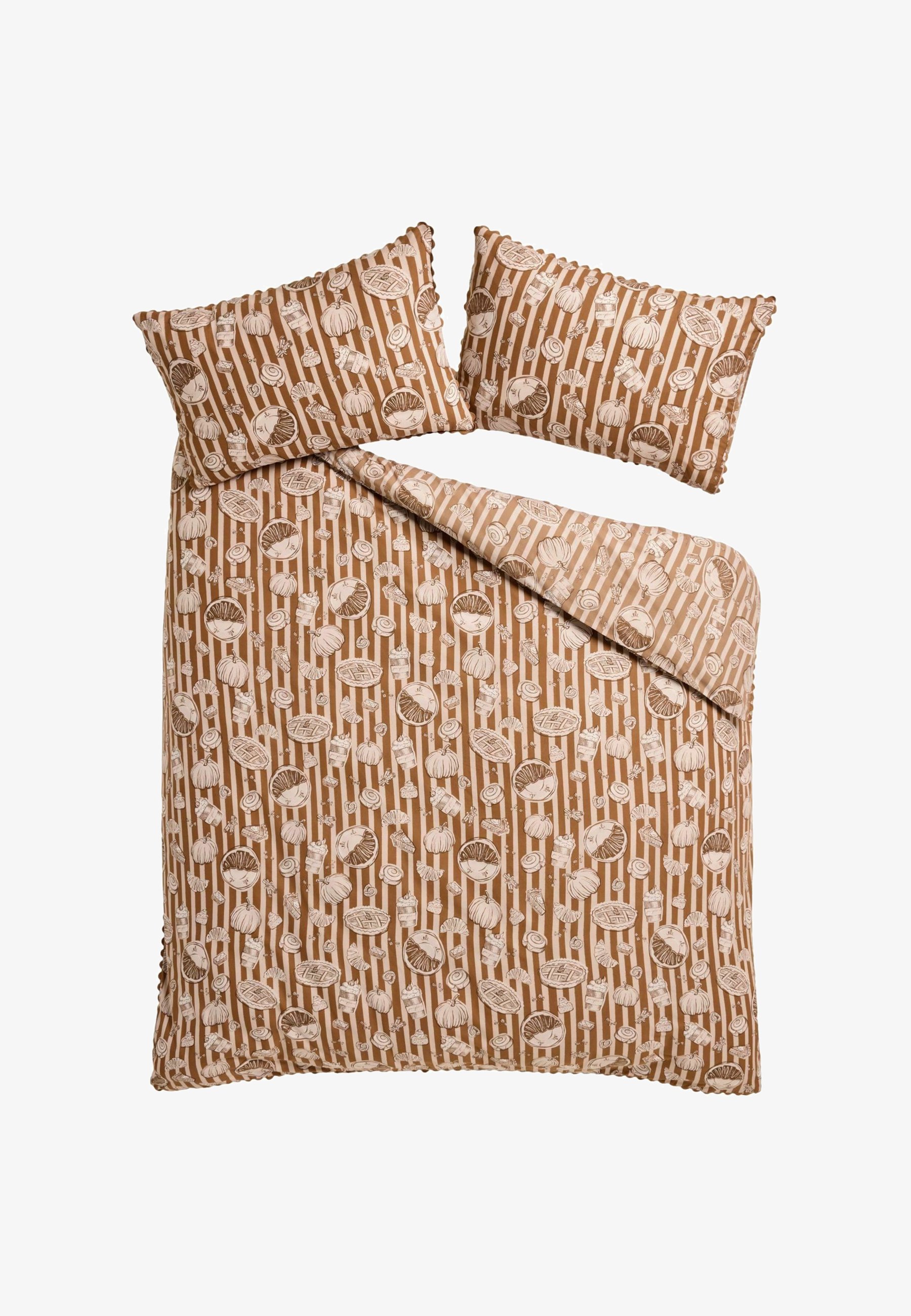 Next AUTUMN TREATS AND PUMPKIN REVERSIBLE DUVET COVER AND PILLOWCASE SET - Bettwäsche - natural/beige