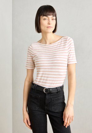 SHORT SLEEVE BOAT NECK STRIPED - T-shirt imprimé - rose