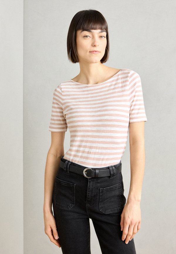 SHORT SLEEVE BOAT NECK STRIPED - Print T-shirt - rose