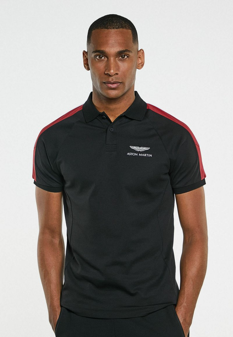 Hackett Aston Martin Racing SHLDR PANEL Poloshirt black/zwart