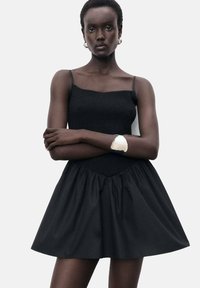 Mango - COMBINED GATHERED - Rochie din jerseu - black Imagine miniatură 1