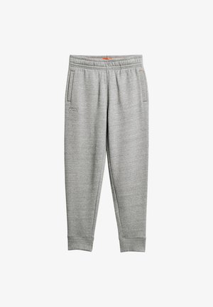 Grijze sweatpants van zachte stof, voorzien van een elastische tailleband, zijzakken en ribbels aan de manchetten voor een comfortabele pasvorm.