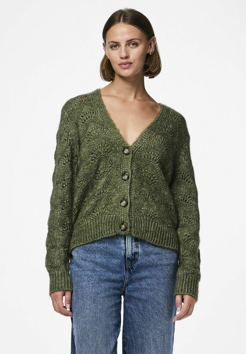 Pieces BIBBI - Adīta jaka - deep lichen green