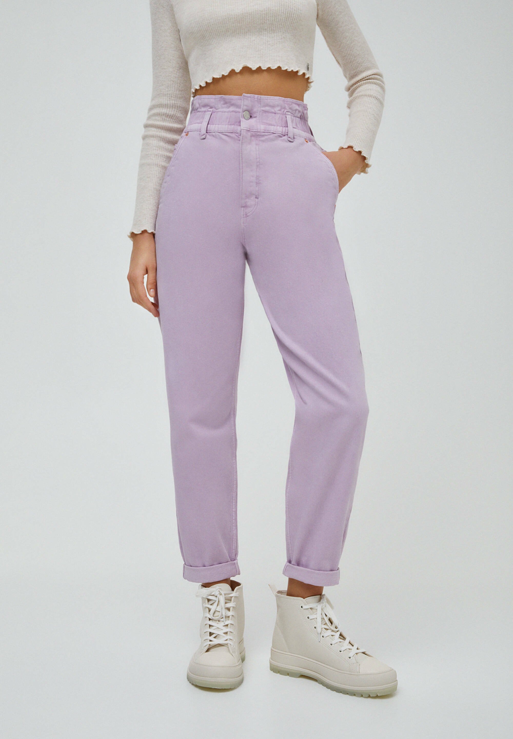 PULL\u0026BEAR PAPERBAG - Jeans baggy - purple/viola - Zalando.it