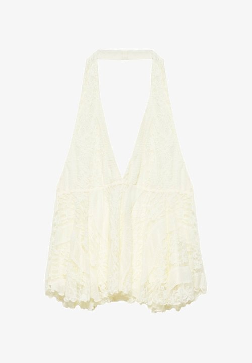 Pull&Bear Halter in pizzo con volant · bianco
