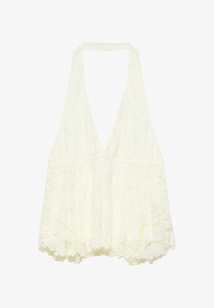 PULL&BEAR, LACE HALTER WITH FRILLS - TOP - Bluse - white