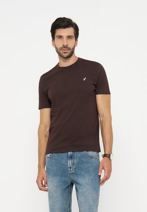 Pier One, 3 PACK BIRDIE T-SHIRTS - Základné tričko - dark blue/beige/dark brown
