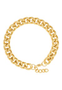 Collana in oro con maglie intrecciate e superficie texture, progettata con un gancio e catena regolabile per personalizzare la misura.