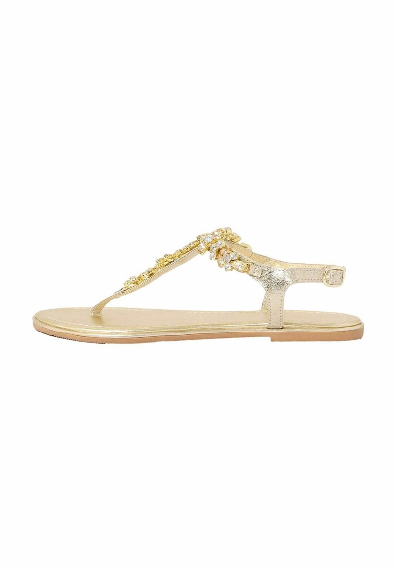 Lipsy REGULAR FIT - EMBELLISHED FLAT - T-rihmaga sandaalid - gold-coloured