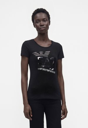 EA7 Emporio Armani TRAIN LOGO SERIES TEE EAGLE CROSSOVER - T-shirt imprimé - black