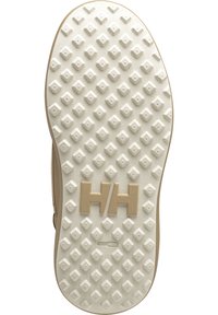 Sole boty s texturovaným bílým gumovým povrchem s malými diamantovými vzory a zlatým logem "H/H".
