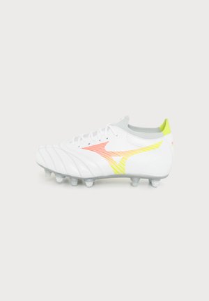 Mizuno MORELIA NEO V Β PRO MIX UNISEX - Kopačky na pevný povrch - white/lava orange/evening primrose
