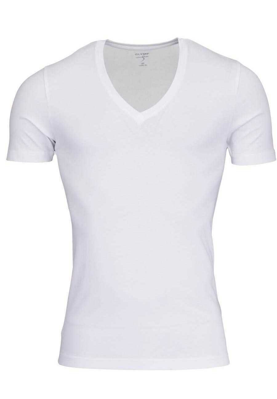 OLYMP LEVEL BODY FIT TIEFER V-AUSSCHNITT Basic T-shirt weiß