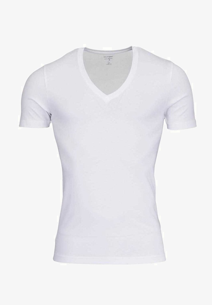 OLYMP LEVEL BODY FIT TIEFER V-AUSSCHNITT Basic T-shirt weiß
