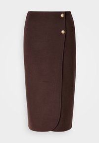 MIDI HANDSTITCHED WRAP SKIRT - Pouzdrová sukně - deep brown