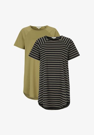 Cellbes of Sweden, ALEX 2-PACK BIG TEE* - T-Shirt basic - black beige striped olive green