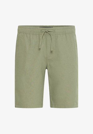 Lysegrønne shorts i blødt stof. Har elastisk liv med snore. Lige pasform med syede kanter og sidelommer.