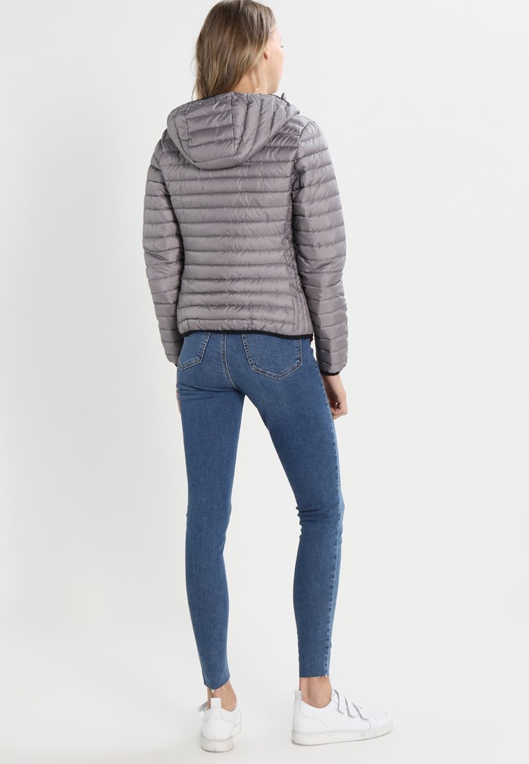 superdry womens core down hooded jacket comet silver