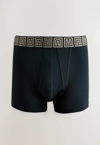 Sorte boxer shorts med en mønstret elastisk talje med geometriske designs i sølv. Fremstillet af blødt, strækbart stof for komfort.