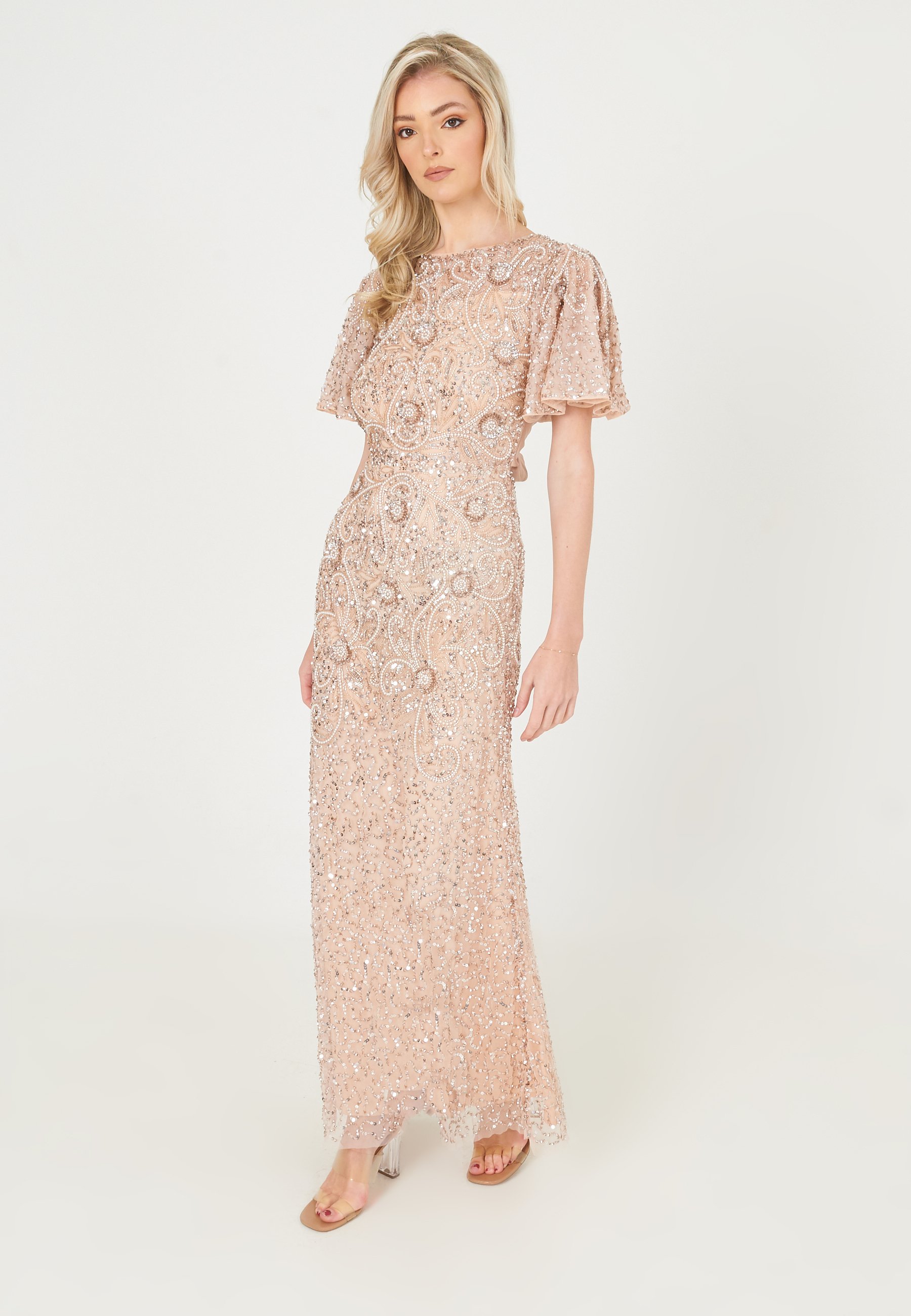 BEAUUT EMBELLISHED SEQUINS MAXI - Occasion wear - blush/beige