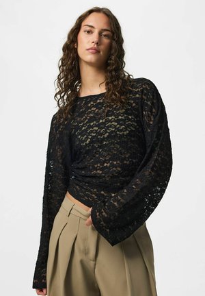Pieces, LONG SLEEVED TOP PCALLI LACE - Blouse - black