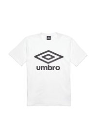 T-shirt bianca in cotone con logo a diamante nero e testo "umbro" sotto. Collo tondo classico e maniche corte. Tessuto morbido.
