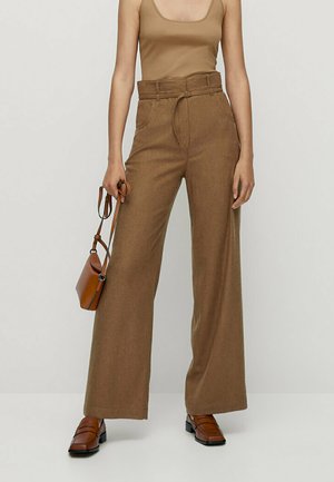 WITH THIN BELT DETAIL - Trousers - ochre