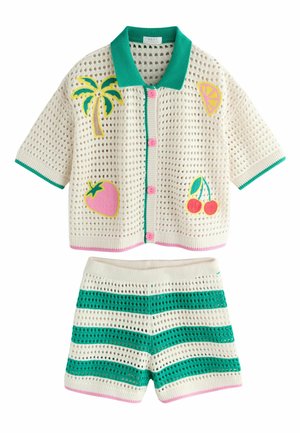 REGULAR FIT - EMBROIDERED SHIRT & SHORTS SET  . - Shorts - ecru