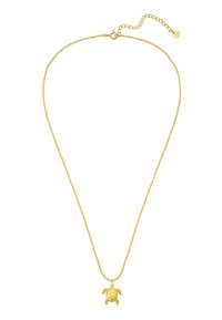 Zlatý prívesok vo forme korytnačky na náhrdelníku s textúrovaným povrchom charms korytnačky a perlovým reťazcom. Nastaviteľná spona s predlžovacím reťazcom.