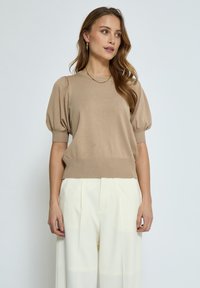 MILIVA KNIT TEE - Jednoduché tričko - sand