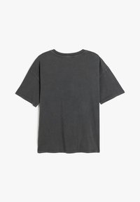 Grå bomulds t-shirt, afslappet pasform, rund halsudskæring, korte ærmer, struktureret overflade, minimalistisk design, ensfarvet uden mønstre eller dekorationer.