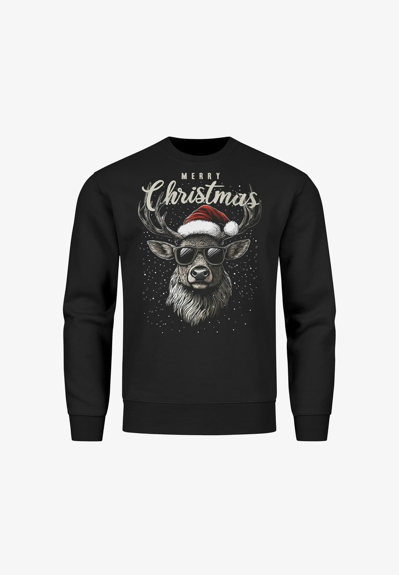 Buon Natale, Renna Con Cappello Di Babbo Natale Illustrazione Buon Natale, Renna Con Cappello Di Babbo Natale Illustrazione