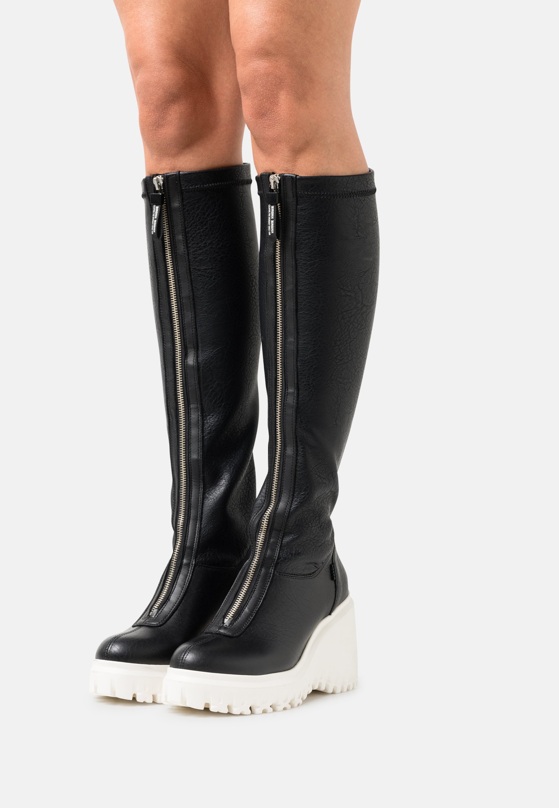 Bronx CURV - Laarzen met sleehak - black/offwhite/zwart - Zalando.nl