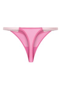 Roze thongs met een gladde afwerking, featuring een contrasterende lichte roze tailleband en een minimalistisch ontwerp.