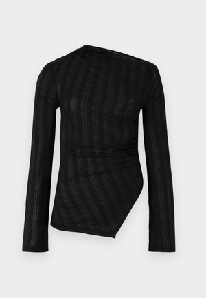 Weekday HELEN ASYMMETRIC LONG SLEEVE - Langærmet T-shirt - black