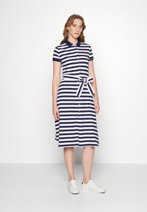 SHORT SLEEVE DAY DRESS - Day dress - navy/white