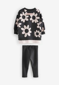 Next SET - REGULAR FIT - Legíny - kalhoty  - black white flowers