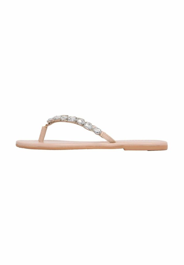 WIDE FIT  FLAT TOE THONG GEM EMBELLISHED - Zehentrenner - nude