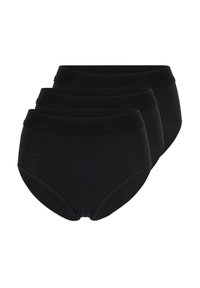 Set di mutande nere in cotone a vita alta, con una morbida vita elastica e tessuto liscio, disponibile in confezione da tre.