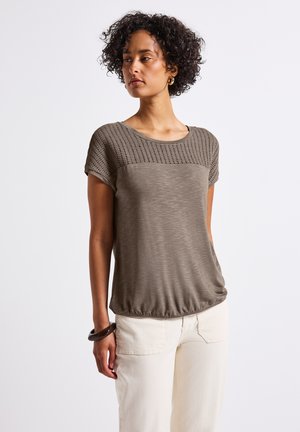Street One MIT SPITZENDETAILS - Print T-shirt - braun