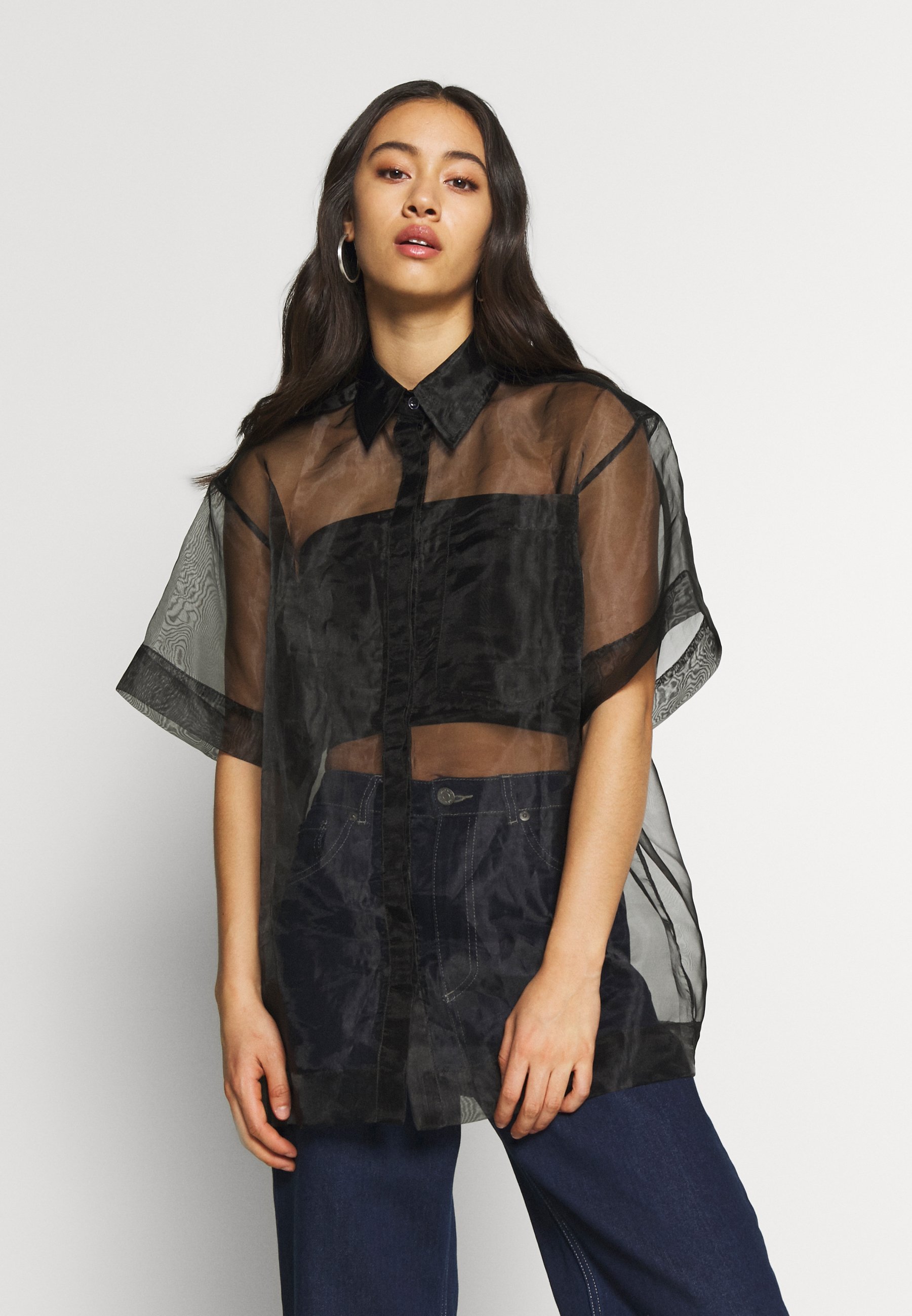 sheer button down blouse