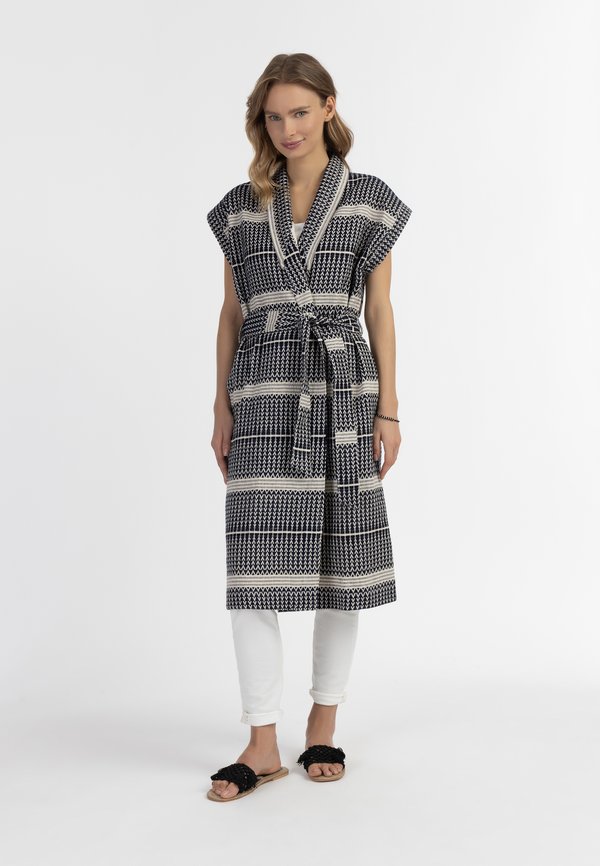 Strickjacke - dunkelmarine wollweiss