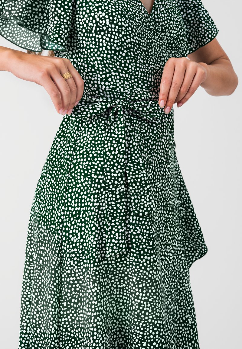 Cupshe POLKA DOT RUFFLE WRAP DRESS - Day dress - grn/green - Zalando