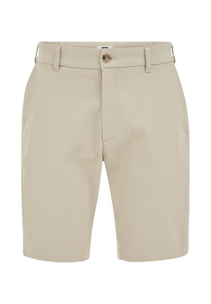 Beežid meeste lühikesed püksid tekstuuriga, millel on vööaasad, nööpidega sulgur ja küljetaskud, esiküljelt valgel taustal.