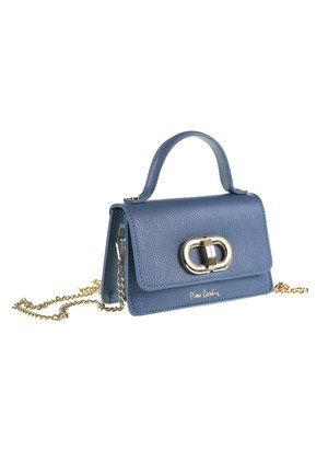 Blauwe lederen crossbodytas met een gouden gesp, bovenhandvat en ketting schouderriem. Voorzien van een gestructureerde afwerking en logodetail.