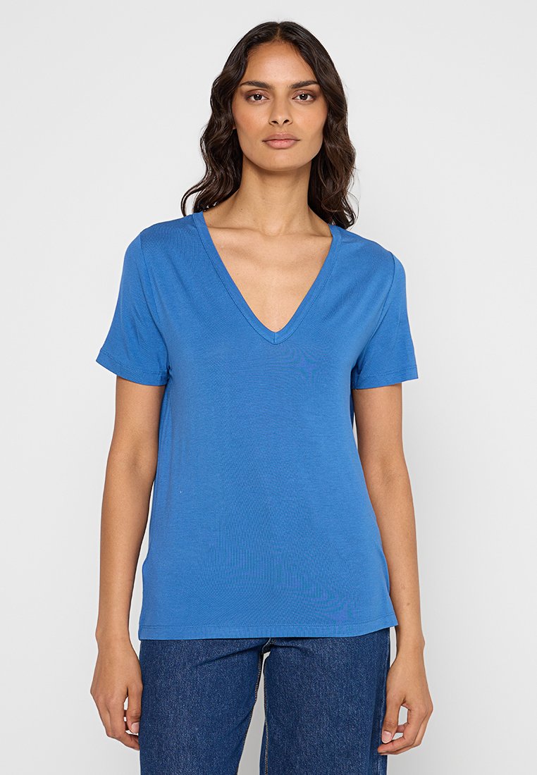 Mango T-shirt basic blauw
