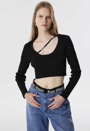 CROP WITH METAL ACCESSORIES - Pullover - black