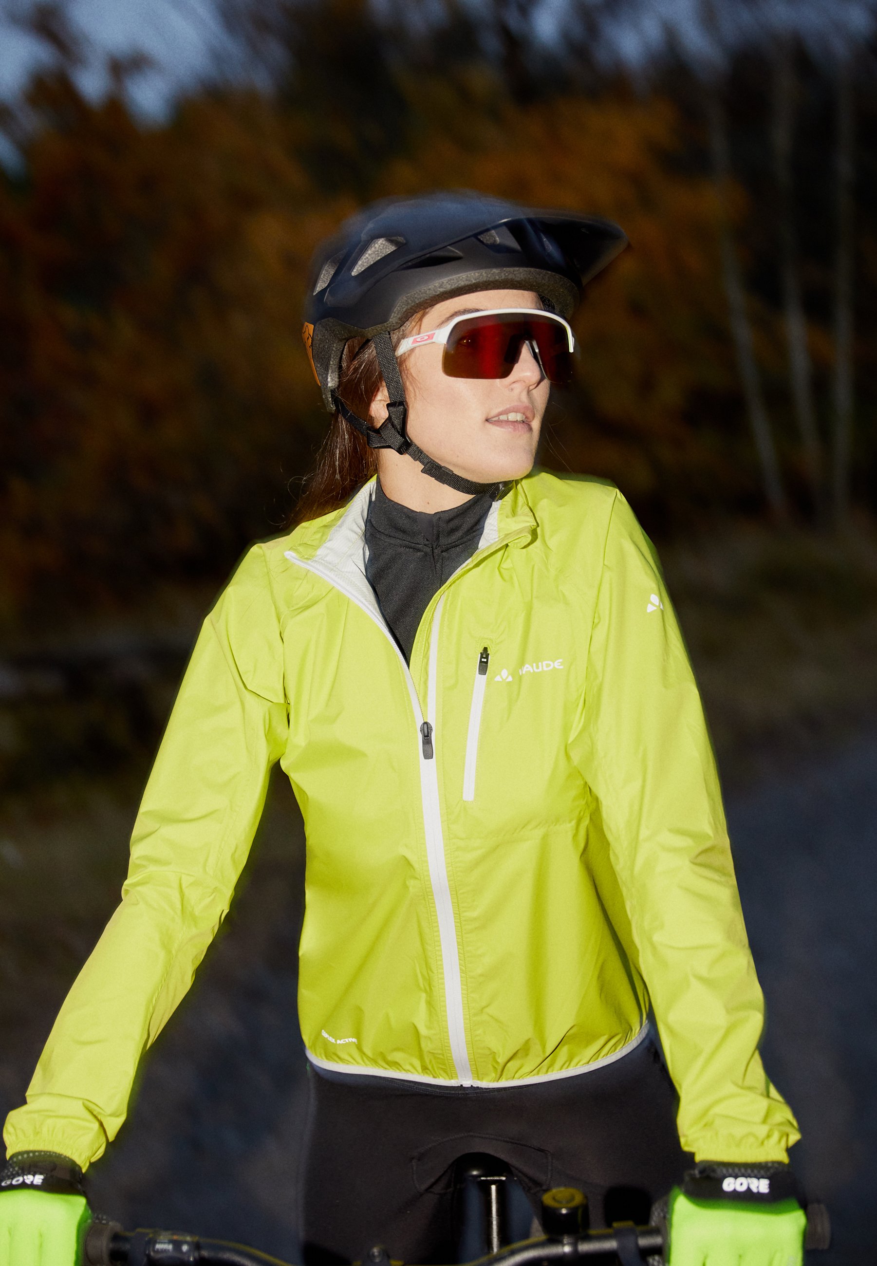 bright green waterproof jacket