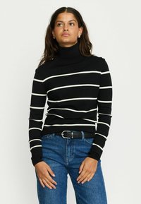 Soft Rebels MARLA ROLLNECK STRIPE - Stickad tröja - black